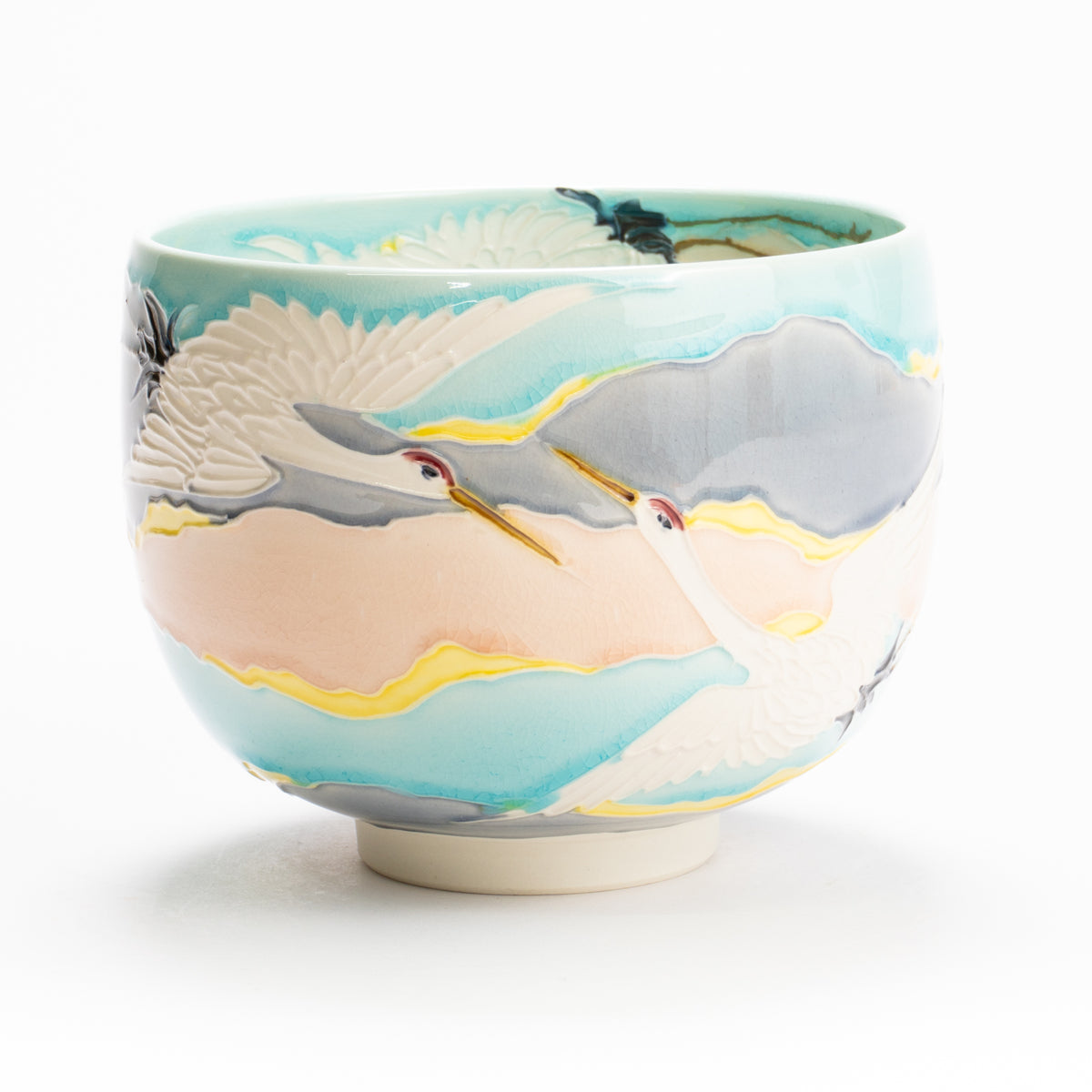 抹茶碗　淡青交趾"朝焼け"　一如 KOTOPOTTER
