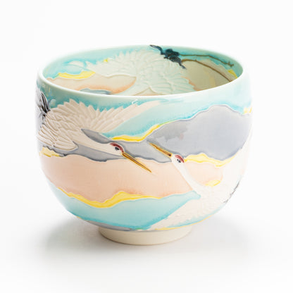 抹茶碗　淡青交趾"朝焼け"　一如 KOTOPOTTER