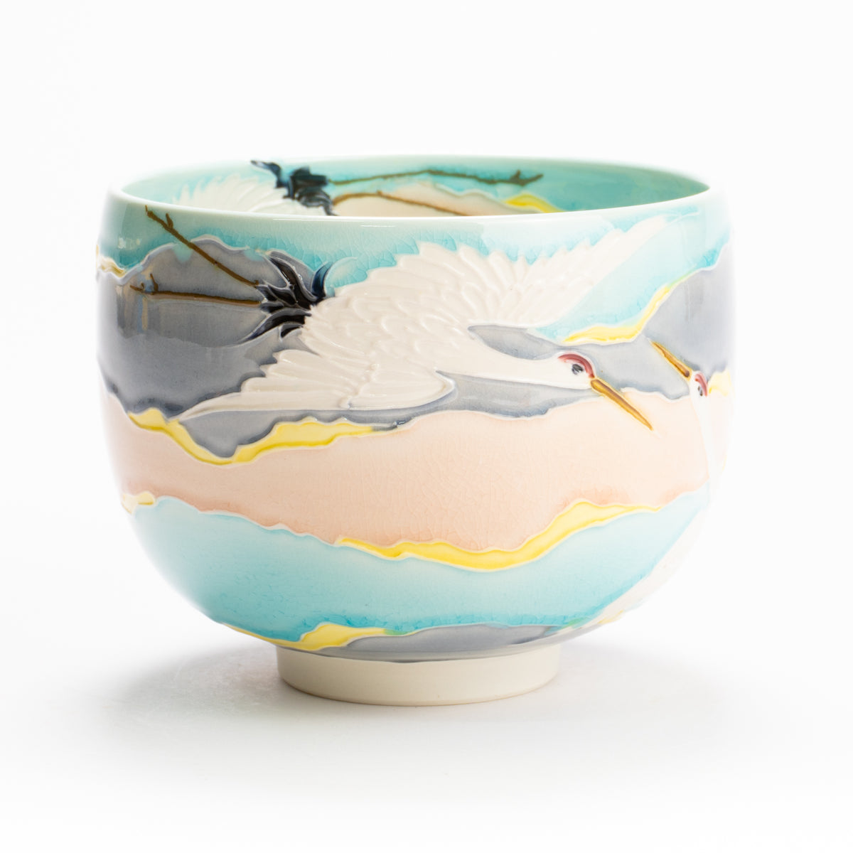 抹茶碗　淡青交趾"朝焼け"　一如 KOTOPOTTER