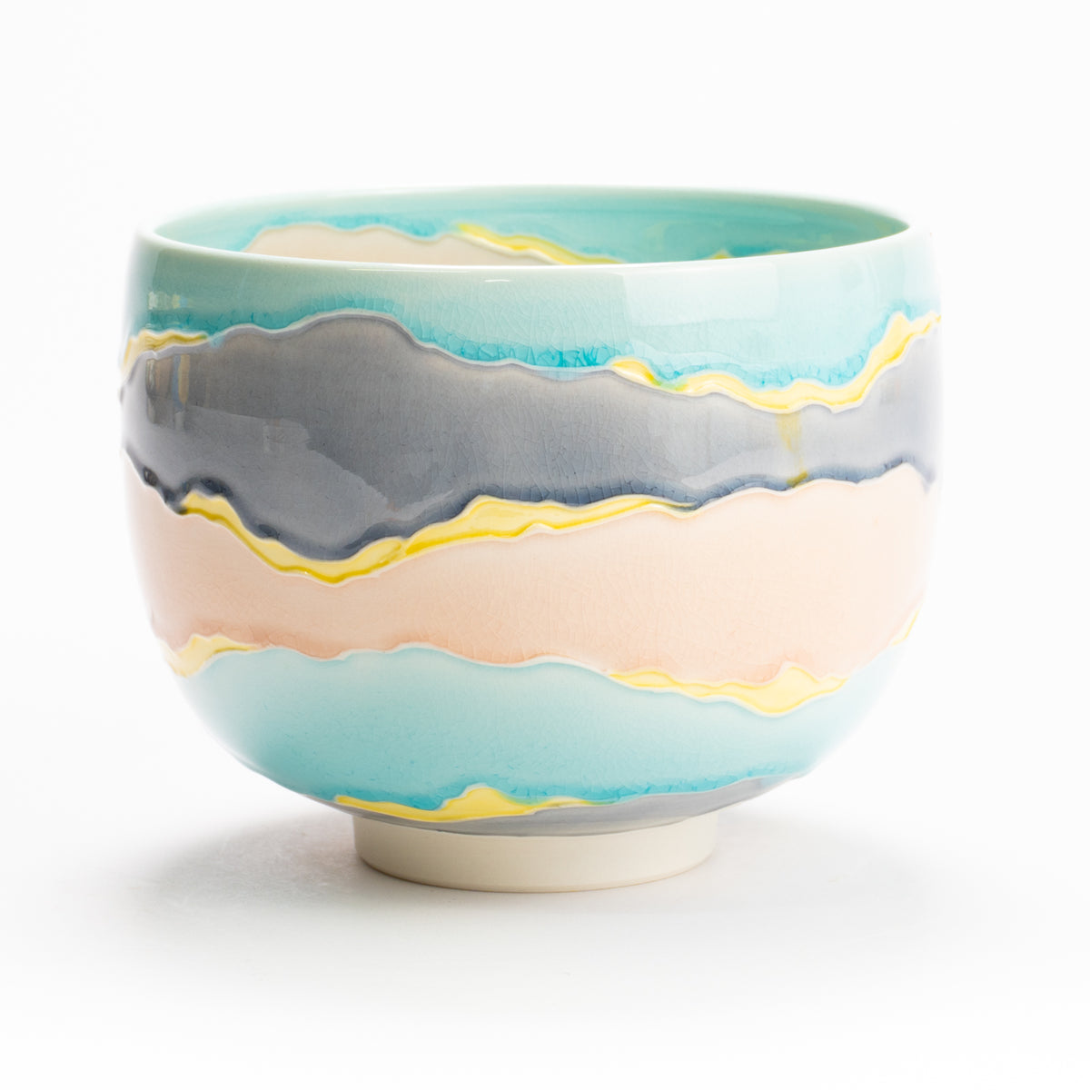 抹茶碗　淡青交趾"朝焼け"　一如 KOTOPOTTER