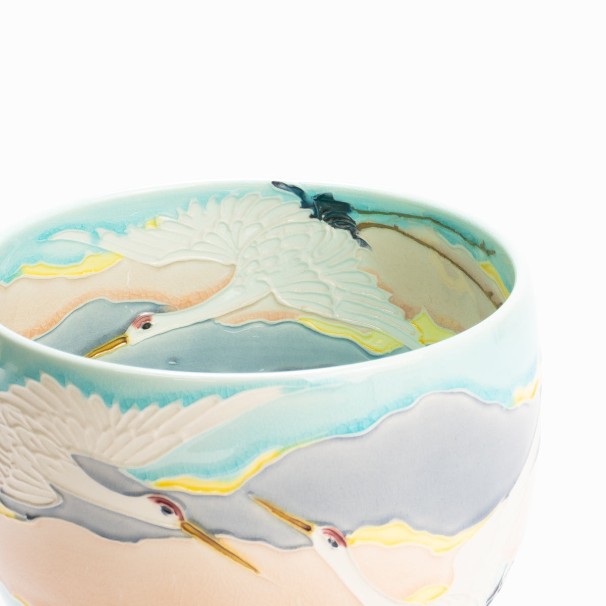 抹茶碗　淡青交趾"朝焼け"　一如 KOTOPOTTER