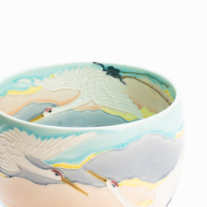 抹茶碗　淡青交趾"朝焼け"　一如 KOTOPOTTER