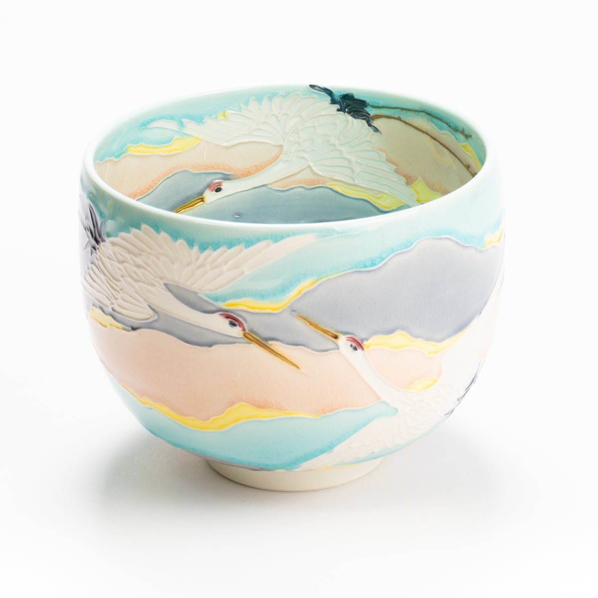 抹茶碗　淡青交趾"朝焼け"　一如 KOTOPOTTER