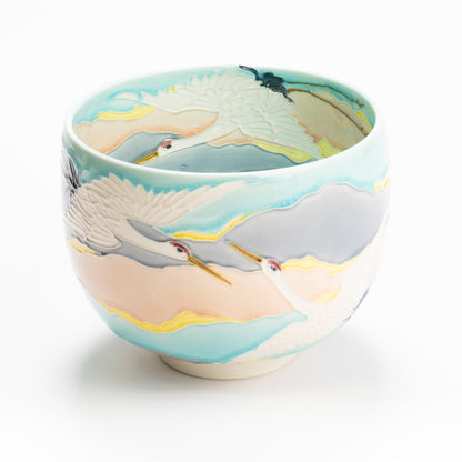 抹茶碗　淡青交趾"朝焼け"　一如 KOTOPOTTER