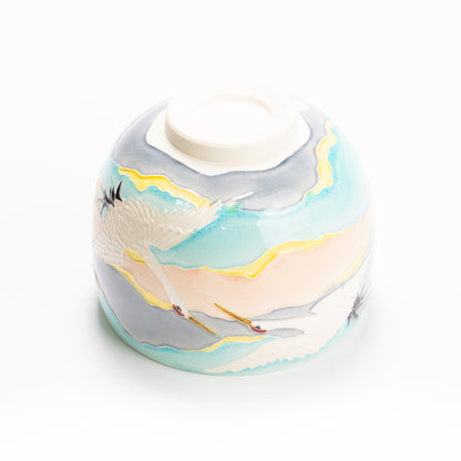 抹茶碗　淡青交趾"朝焼け"　一如 KOTOPOTTER