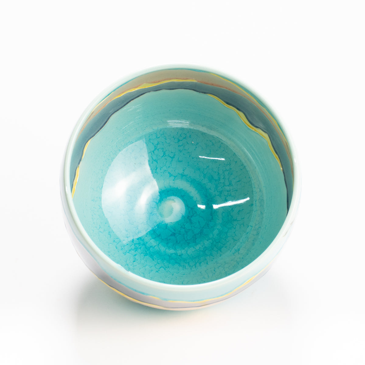 抹茶碗　淡青交趾"朝焼け"　一如 KOTOPOTTER