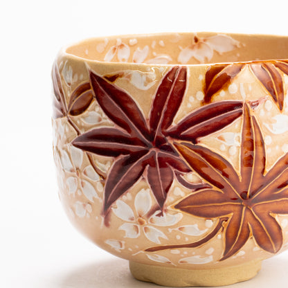 抹茶碗　桃交趾"雲錦"　一如 KOTOPOTTER