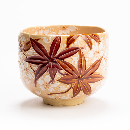 抹茶碗　桃交趾"雲錦"　一如 KOTOPOTTER