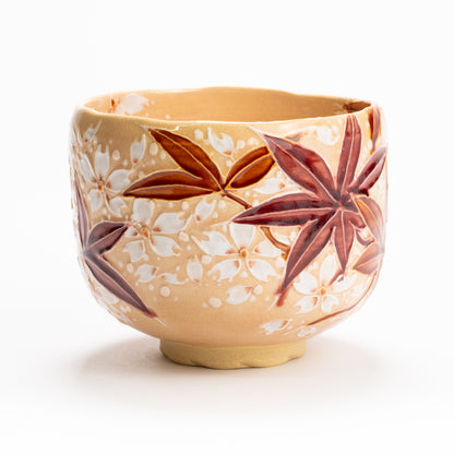 抹茶碗　桃交趾"雲錦"　一如 KOTOPOTTER
