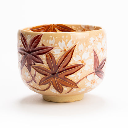抹茶碗　桃交趾"雲錦"　一如 KOTOPOTTER