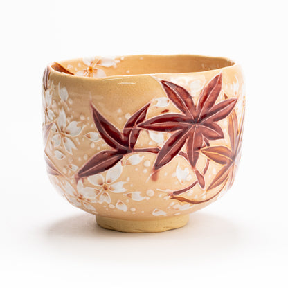 抹茶碗　桃交趾"雲錦"　一如 KOTOPOTTER