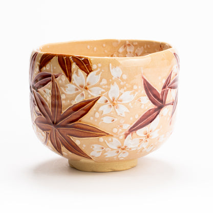 抹茶碗　桃交趾"雲錦"　一如 KOTOPOTTER