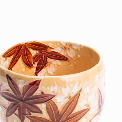 抹茶碗　桃交趾"雲錦"　一如 KOTOPOTTER