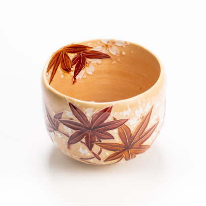 抹茶碗　桃交趾"雲錦"　一如 KOTOPOTTER