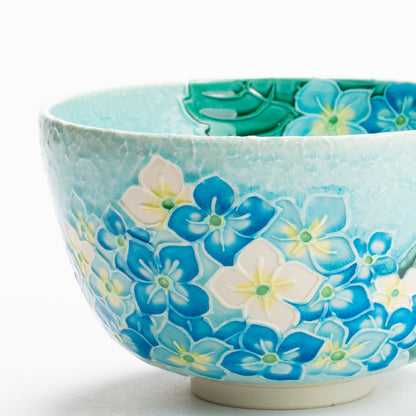 抹茶碗　淡青交趾"紫陽花"　一如 KOTOPOTTER