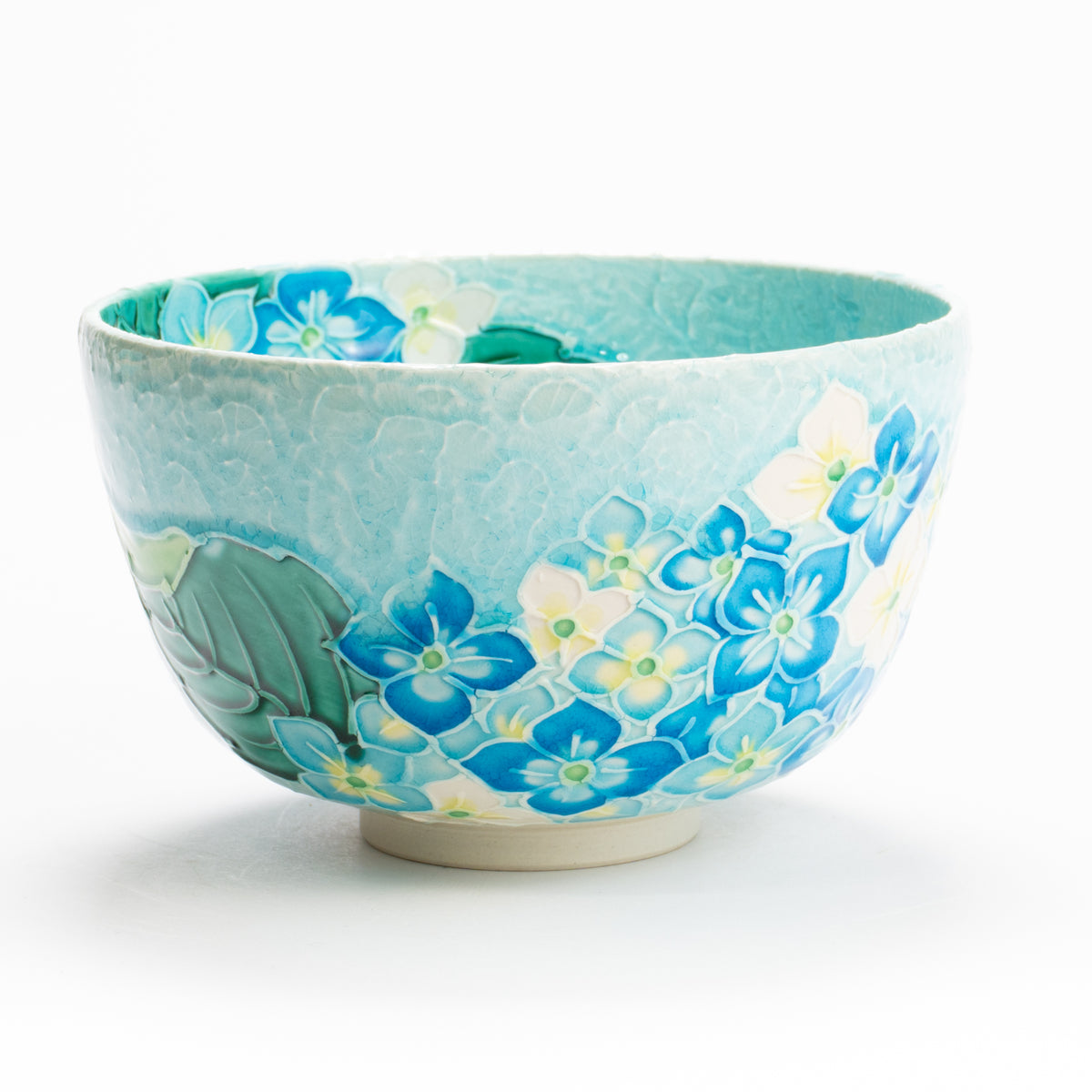 抹茶碗　淡青交趾"紫陽花"　一如 KOTOPOTTER