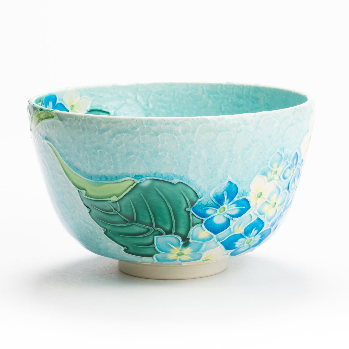 抹茶碗　淡青交趾"紫陽花"　一如 KOTOPOTTER