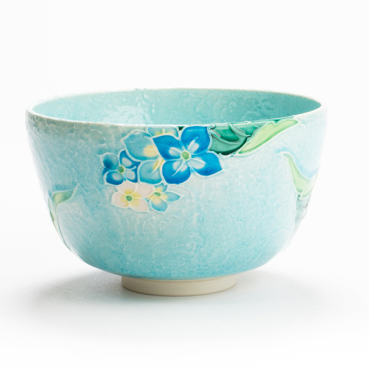 抹茶碗　淡青交趾"紫陽花"　一如 KOTOPOTTER