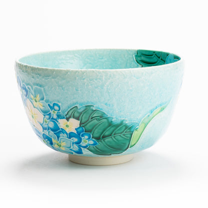 抹茶碗　淡青交趾"紫陽花"　一如 KOTOPOTTER