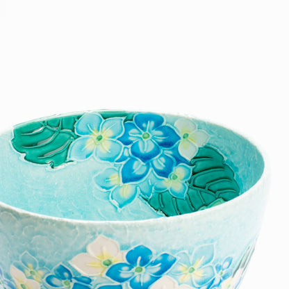 抹茶碗　淡青交趾"紫陽花"　一如 KOTOPOTTER