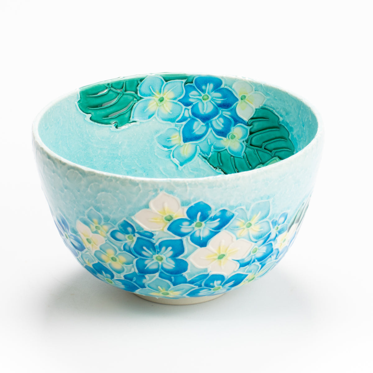 抹茶碗　淡青交趾"紫陽花"　一如 KOTOPOTTER