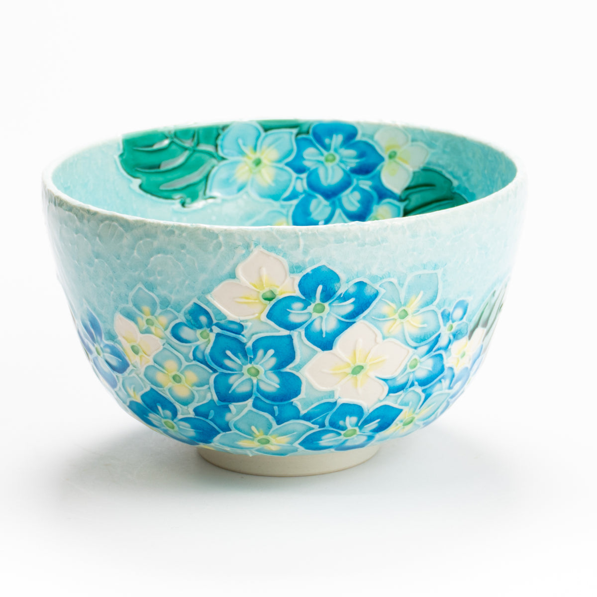 抹茶碗　淡青交趾"紫陽花"　一如 KOTOPOTTER