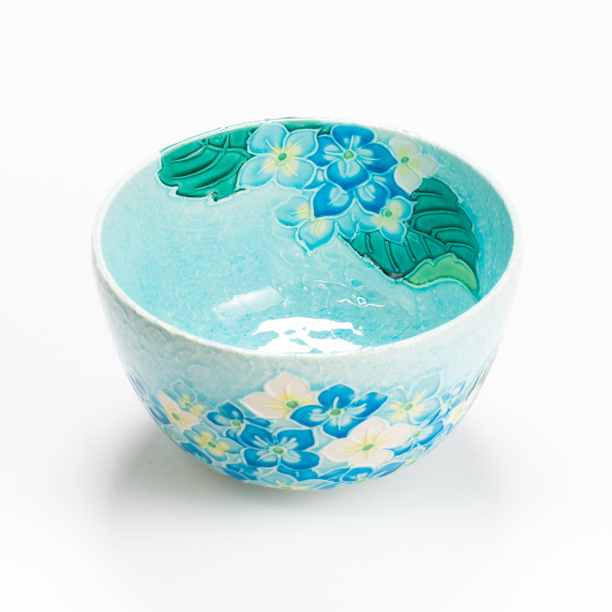 抹茶碗　淡青交趾"紫陽花"　一如 KOTOPOTTER