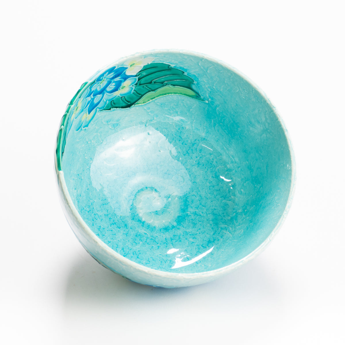 抹茶碗　淡青交趾"紫陽花"　一如 KOTOPOTTER