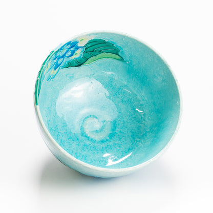 抹茶碗　淡青交趾"紫陽花"　一如 KOTOPOTTER