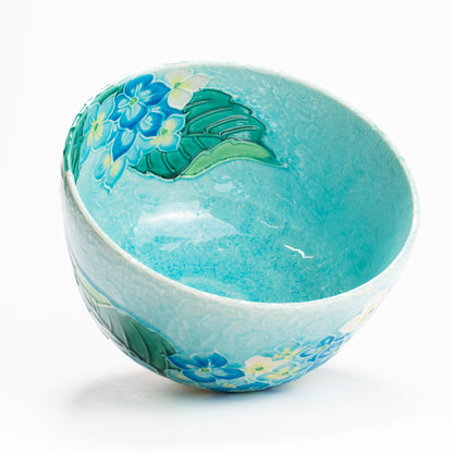 抹茶碗　淡青交趾"紫陽花"　一如 KOTOPOTTER