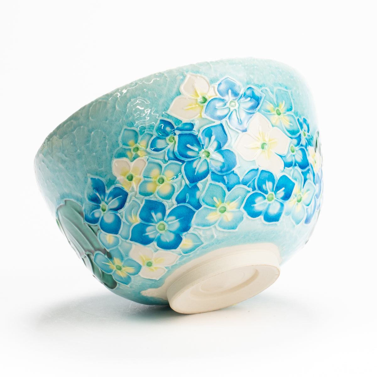 抹茶碗　淡青交趾"紫陽花"　一如 KOTOPOTTER