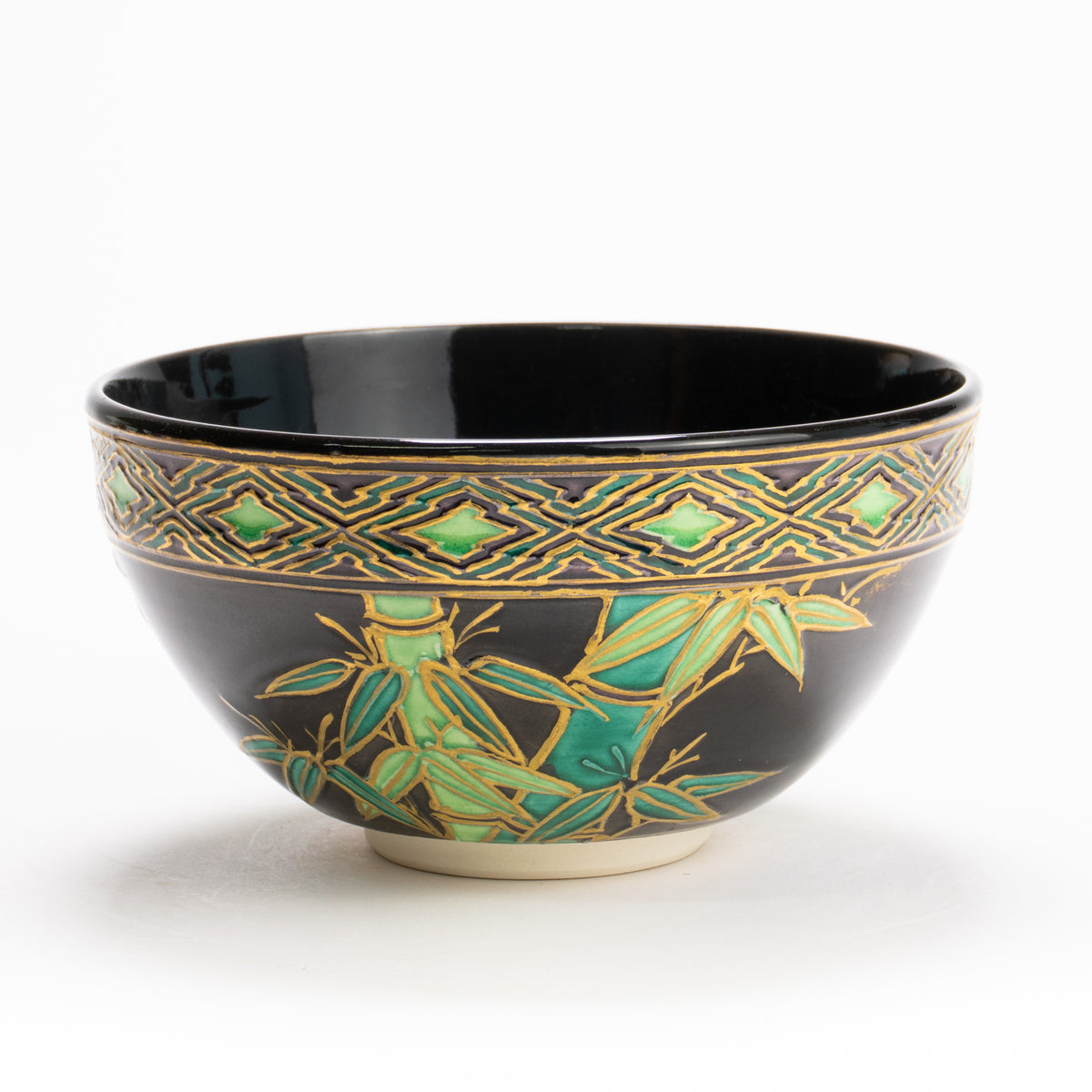 抹茶碗　紫交趾"竹林"　一如 KOTOPOTTER
