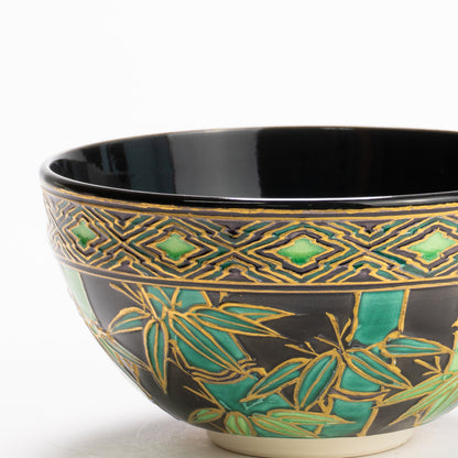 抹茶碗　紫交趾"竹林"　一如 KOTOPOTTER