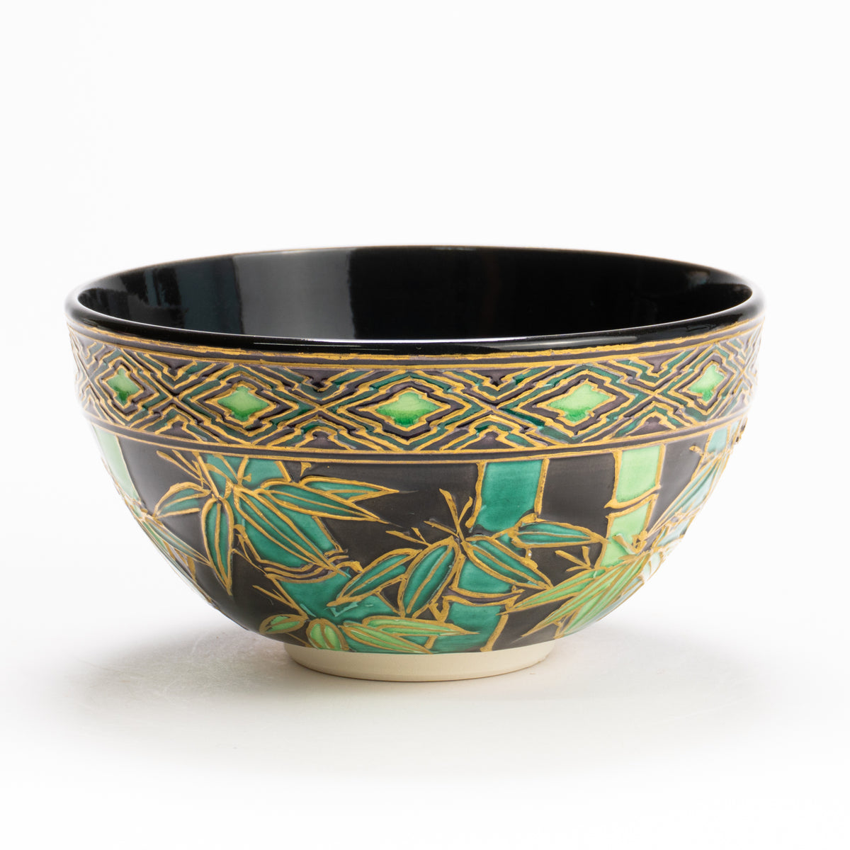 抹茶碗　紫交趾"竹林"　一如 KOTOPOTTER