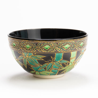 抹茶碗　紫交趾"竹林"　一如 KOTOPOTTER
