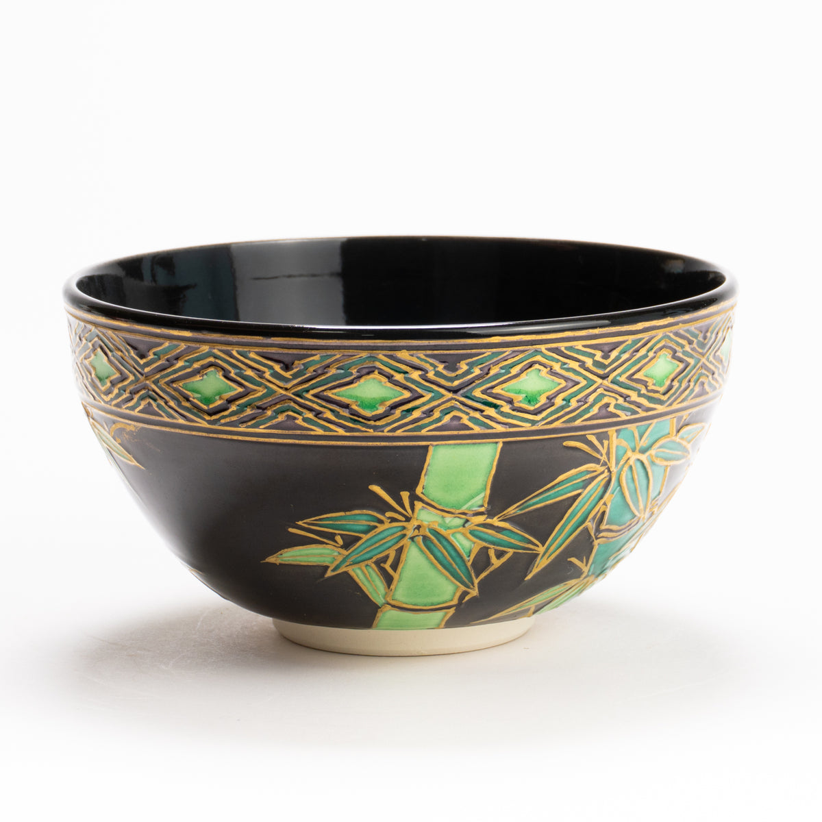 抹茶碗　紫交趾"竹林"　一如 KOTOPOTTER
