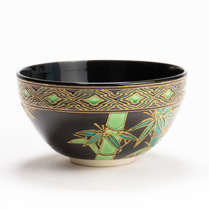 抹茶碗　紫交趾"竹林"　一如 KOTOPOTTER