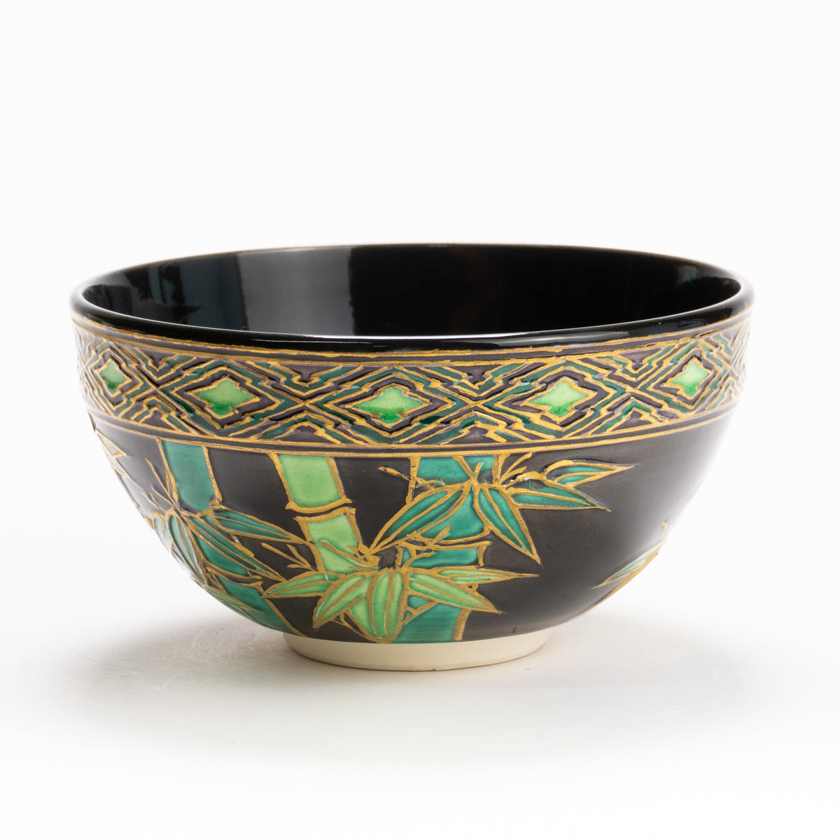抹茶碗　紫交趾"竹林"　一如 KOTOPOTTER