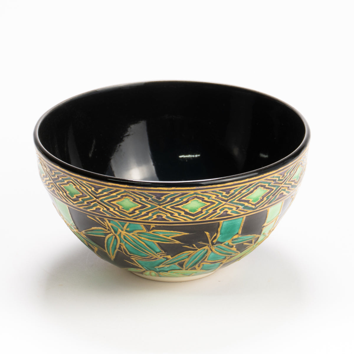 抹茶碗　紫交趾"竹林"　一如 KOTOPOTTER