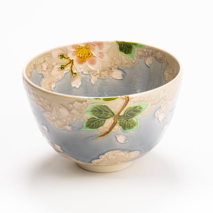 抹茶碗　淡紫交趾"桜に雲"　一如 KOTOPOTTER