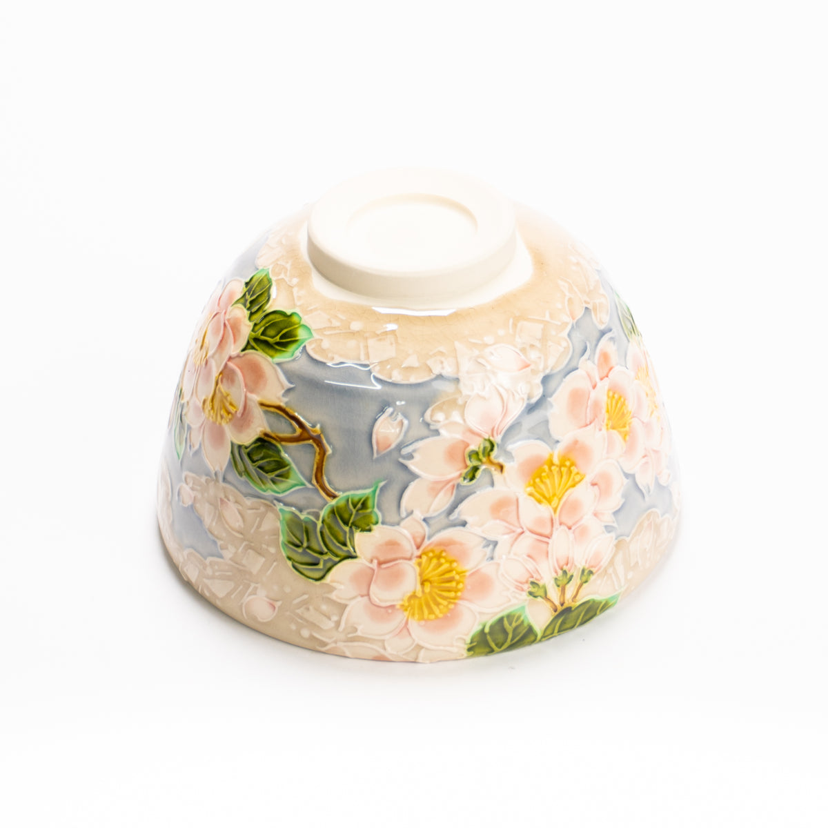 抹茶碗　淡紫交趾"桜に雲"　一如 KOTOPOTTER