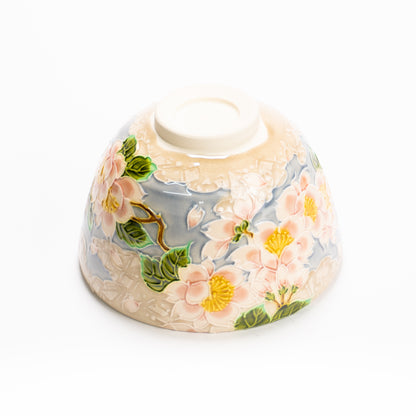抹茶碗　淡紫交趾"桜に雲"　一如 KOTOPOTTER