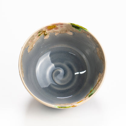 抹茶碗　淡紫交趾"桜に雲"　一如 KOTOPOTTER