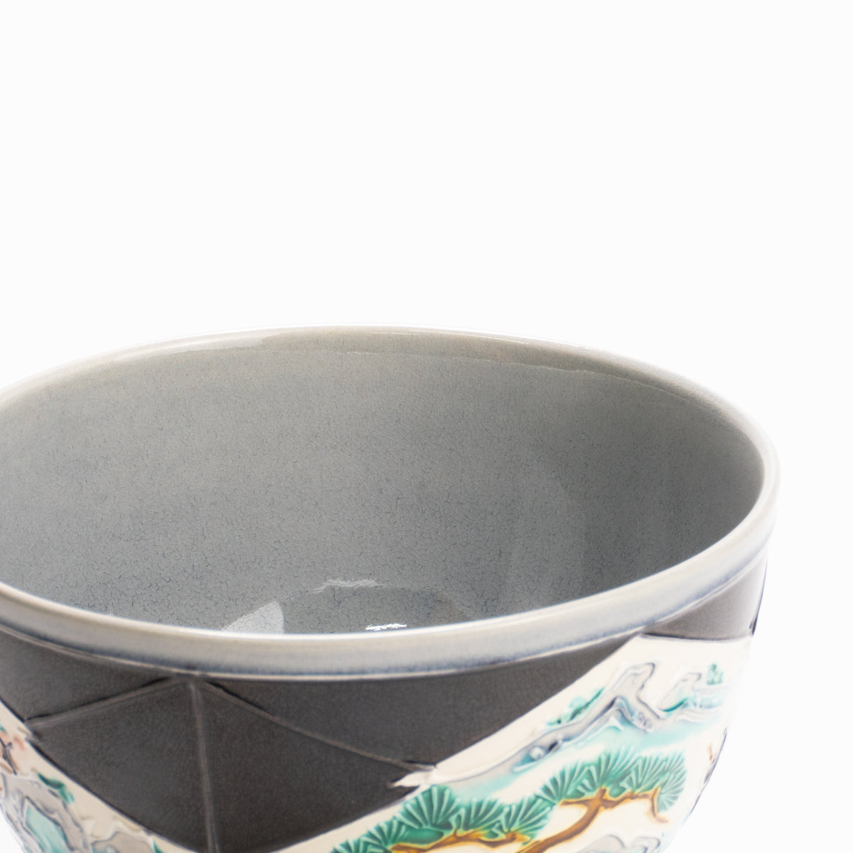 抹茶碗　紫交趾"松皮菱紋 山水図"　一如 KOTOPOTTER