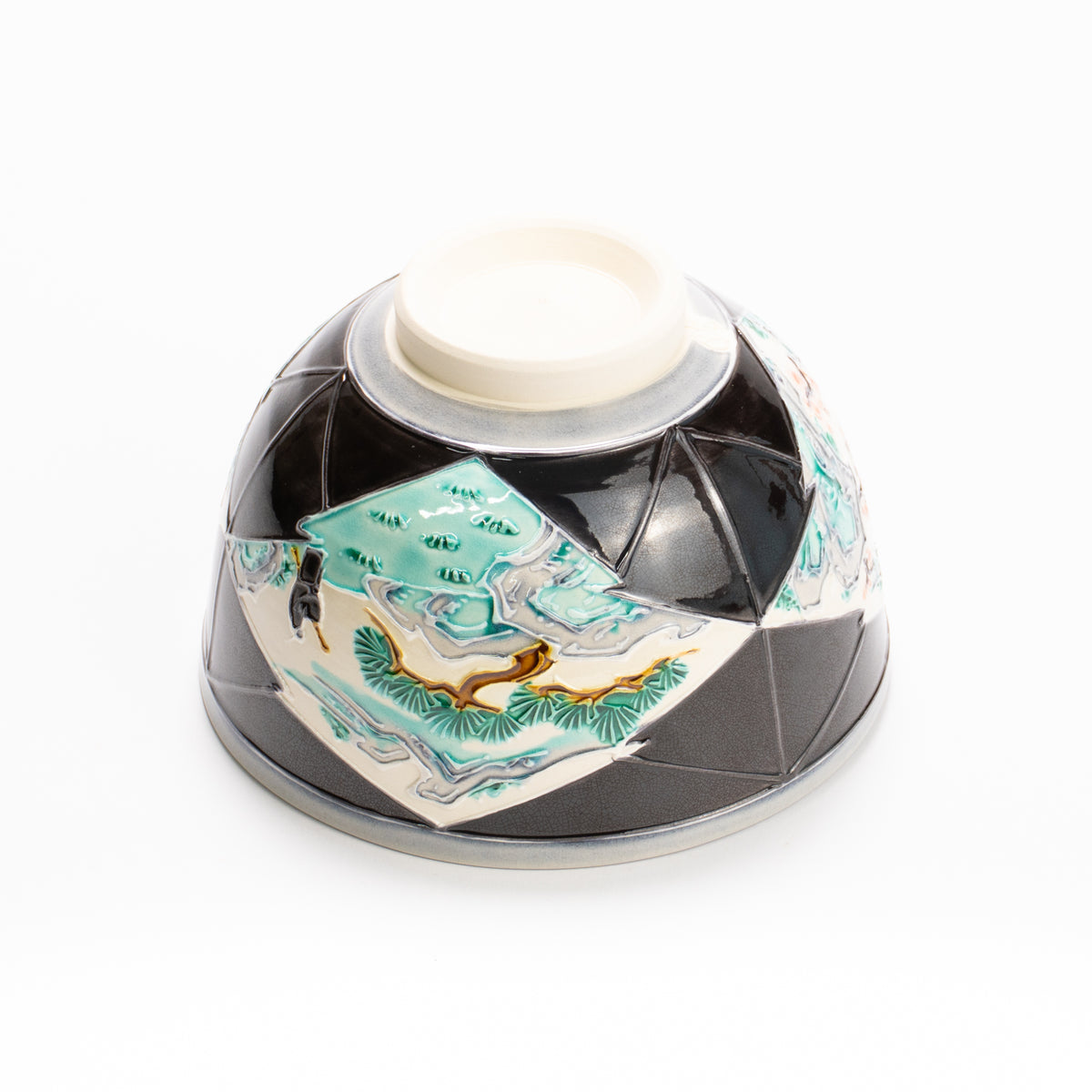 抹茶碗　紫交趾"松皮菱紋 山水図"　一如 KOTOPOTTER