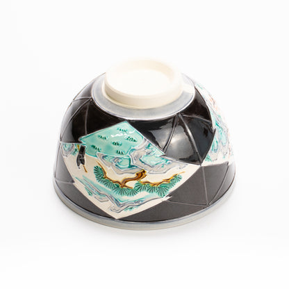 抹茶碗　紫交趾"松皮菱紋 山水図"　一如 KOTOPOTTER