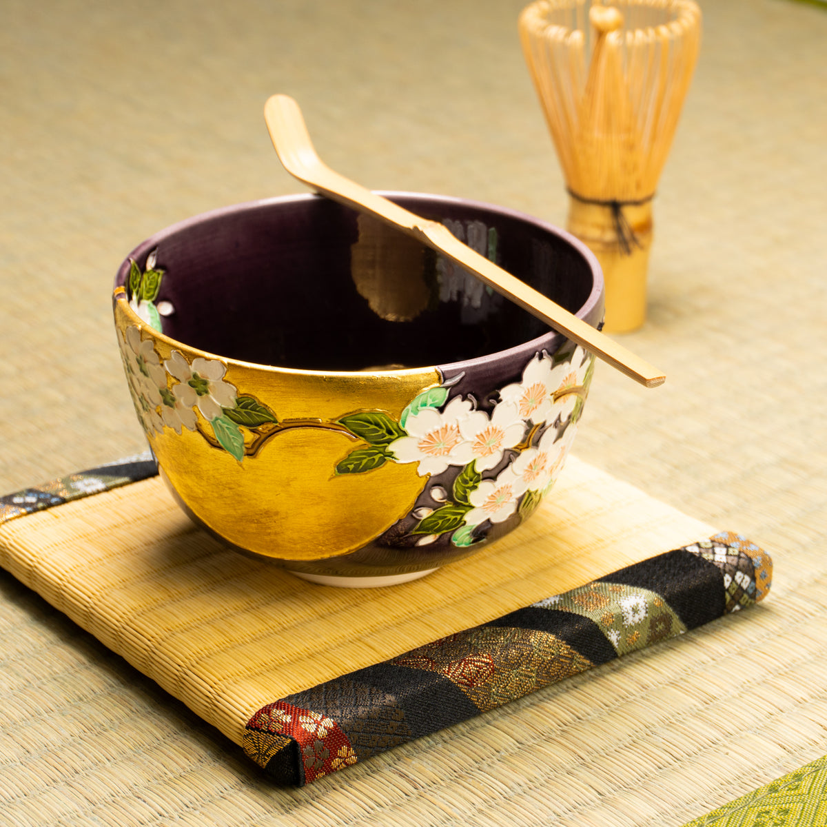 抹茶碗　紫交趾"桜に月"　一如 KOTOPOTTER