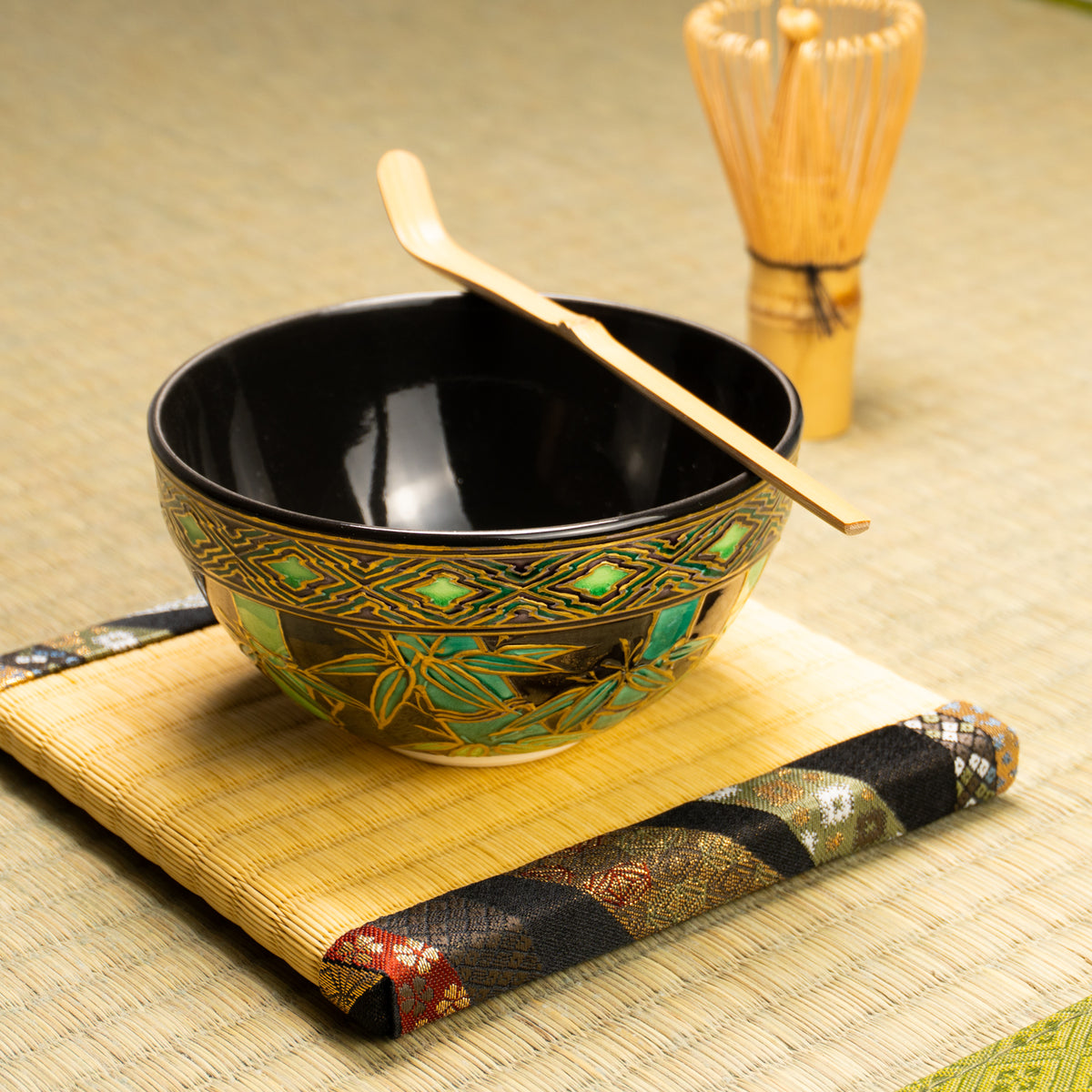 抹茶碗　紫交趾"竹林"　一如 KOTOPOTTER