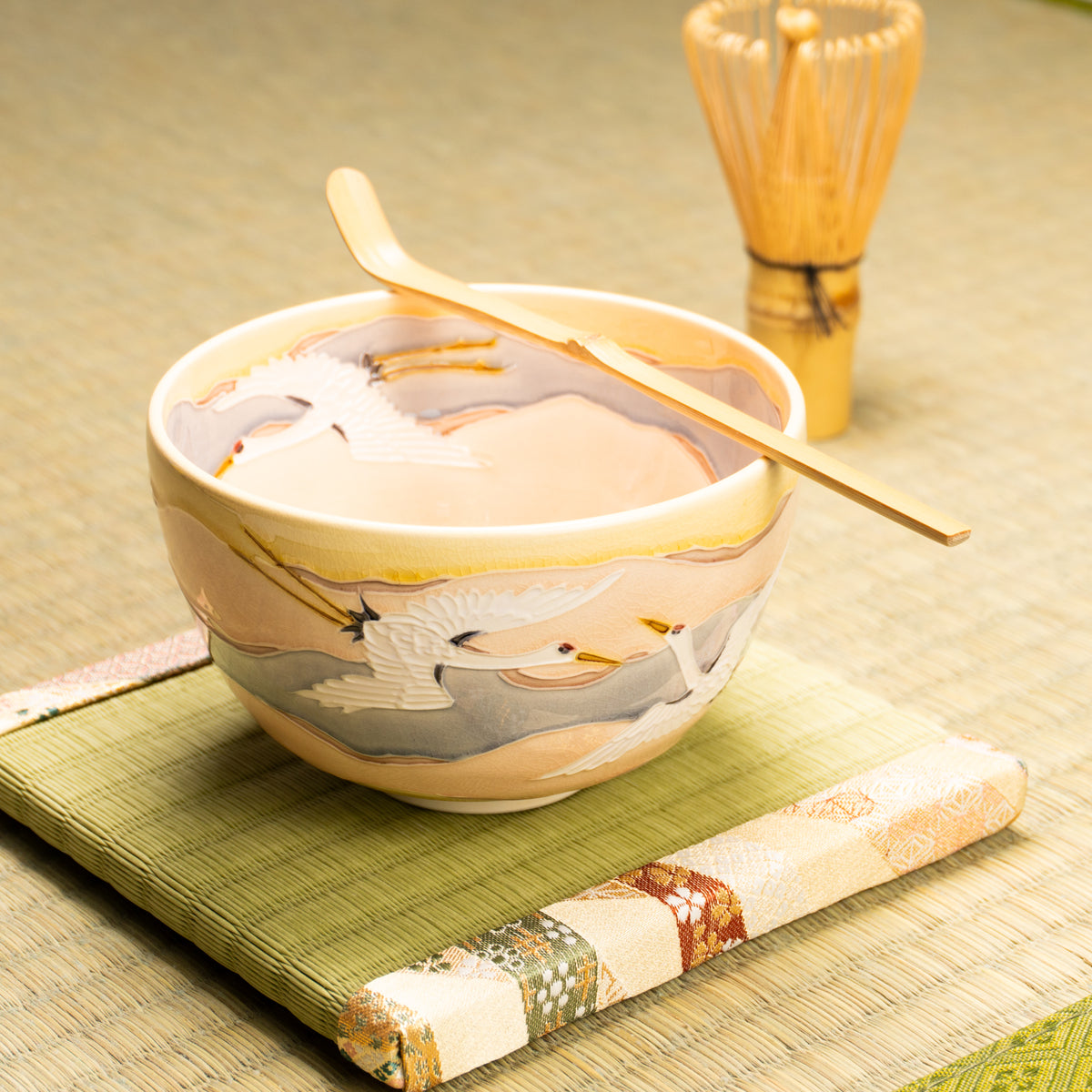 抹茶碗　桃交趾"朝焼け"　一如 KOTOPOTTER