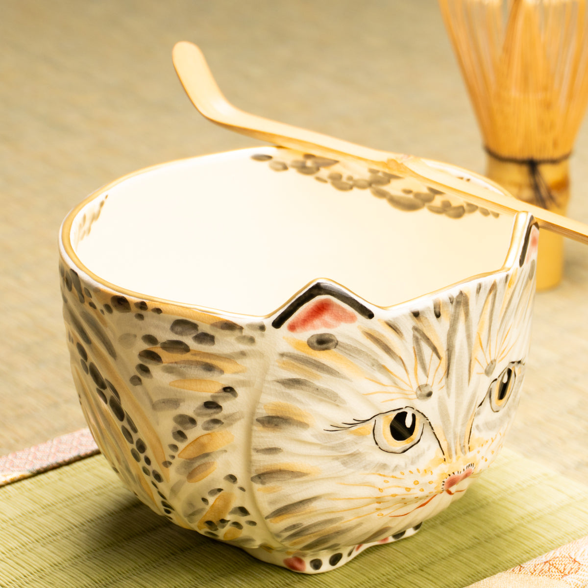 抹茶碗　キジトラ猫　良二 KOTOPOTTER